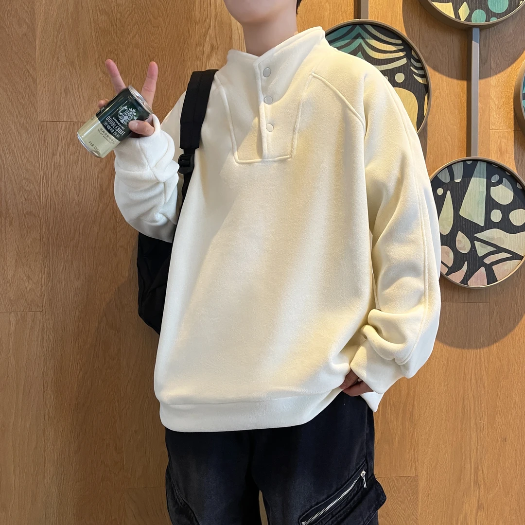 秋冬纯色套头立领卫衣休闲韩版百搭饮料加厚港风秋季打底上衣卫衣