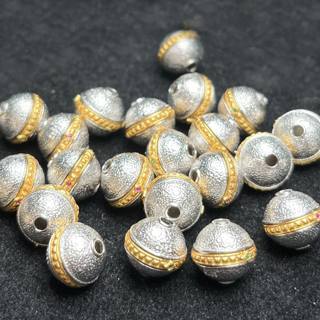 925银银制品 【2颗】双色9.5MM可转动隔珠DIY配件FG368