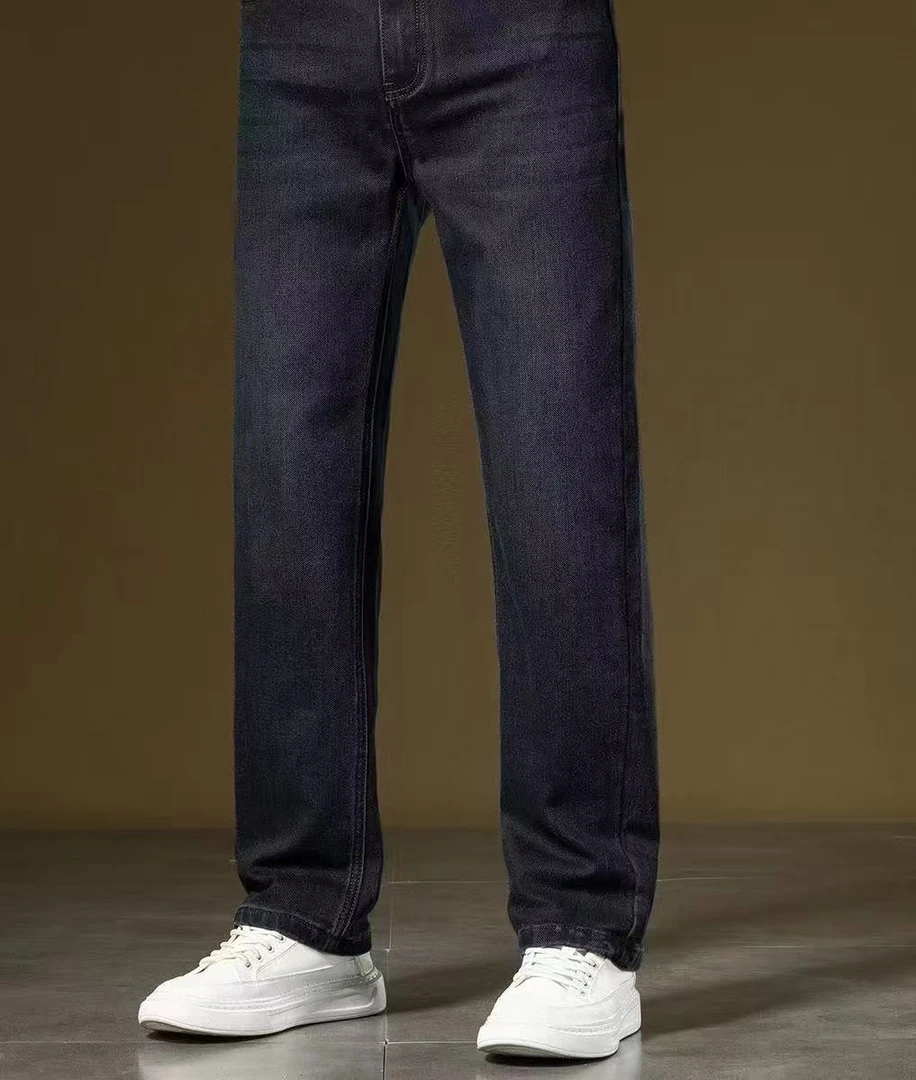 891#冬季加绒加厚高腰男士牛仔裤