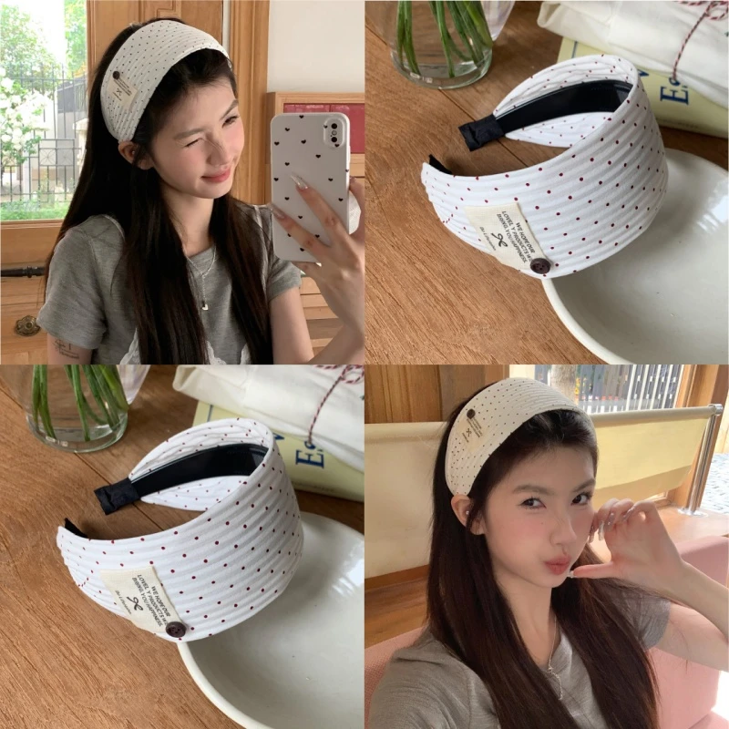 酒心可可！红色波点宽边发箍时尚百搭显脸小头箍压发发卡外出发饰