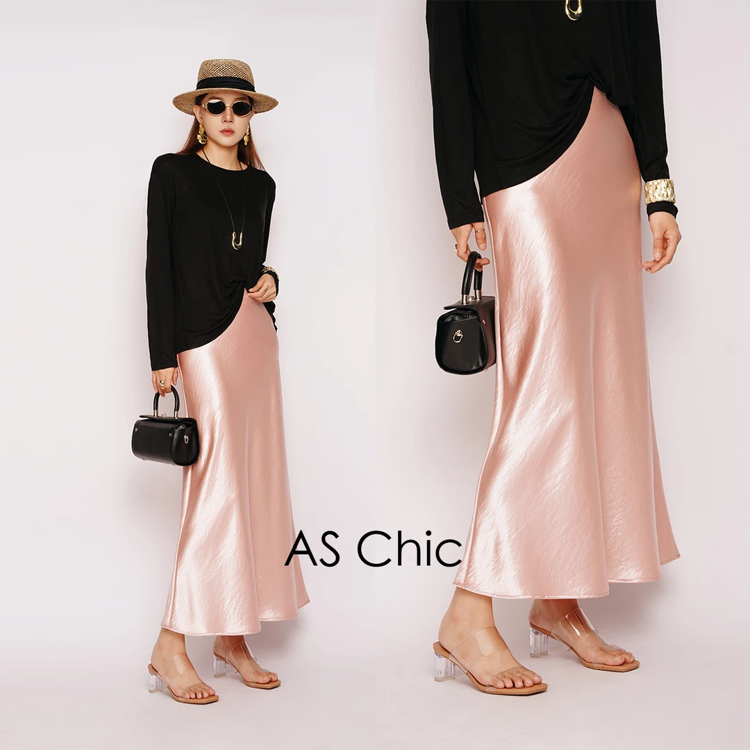 AS Chic 醋酸流光缎面鱼尾半身裙AS5267