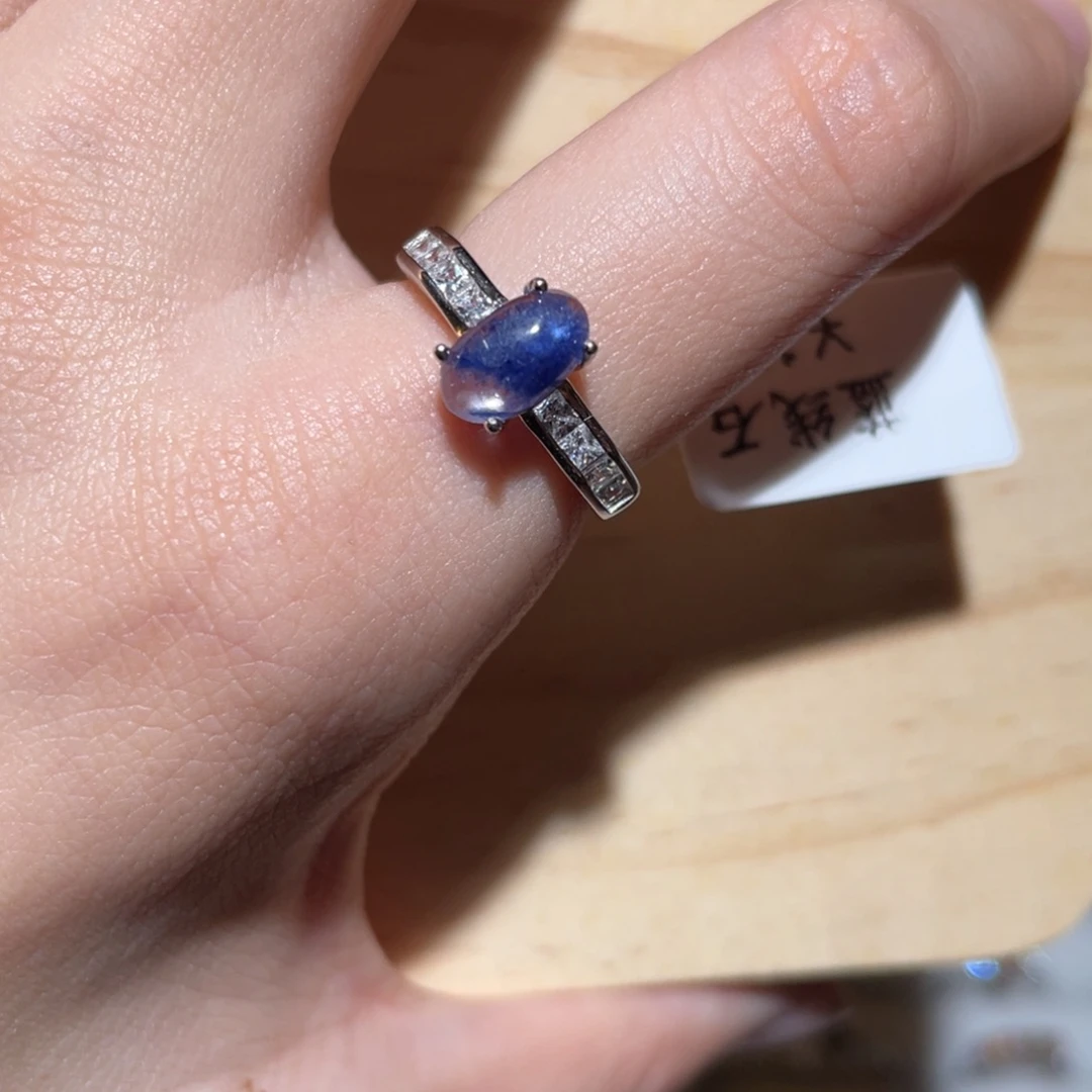 戒指银S925镶嵌烟晶