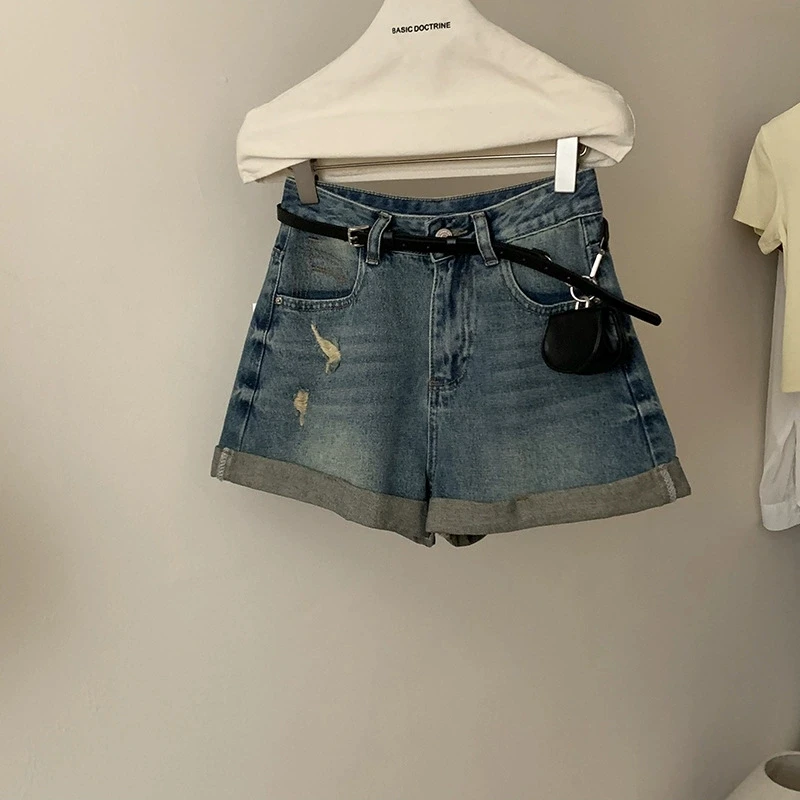 5906#女士新款破洞短裤舒适夏季简约休闲短裤