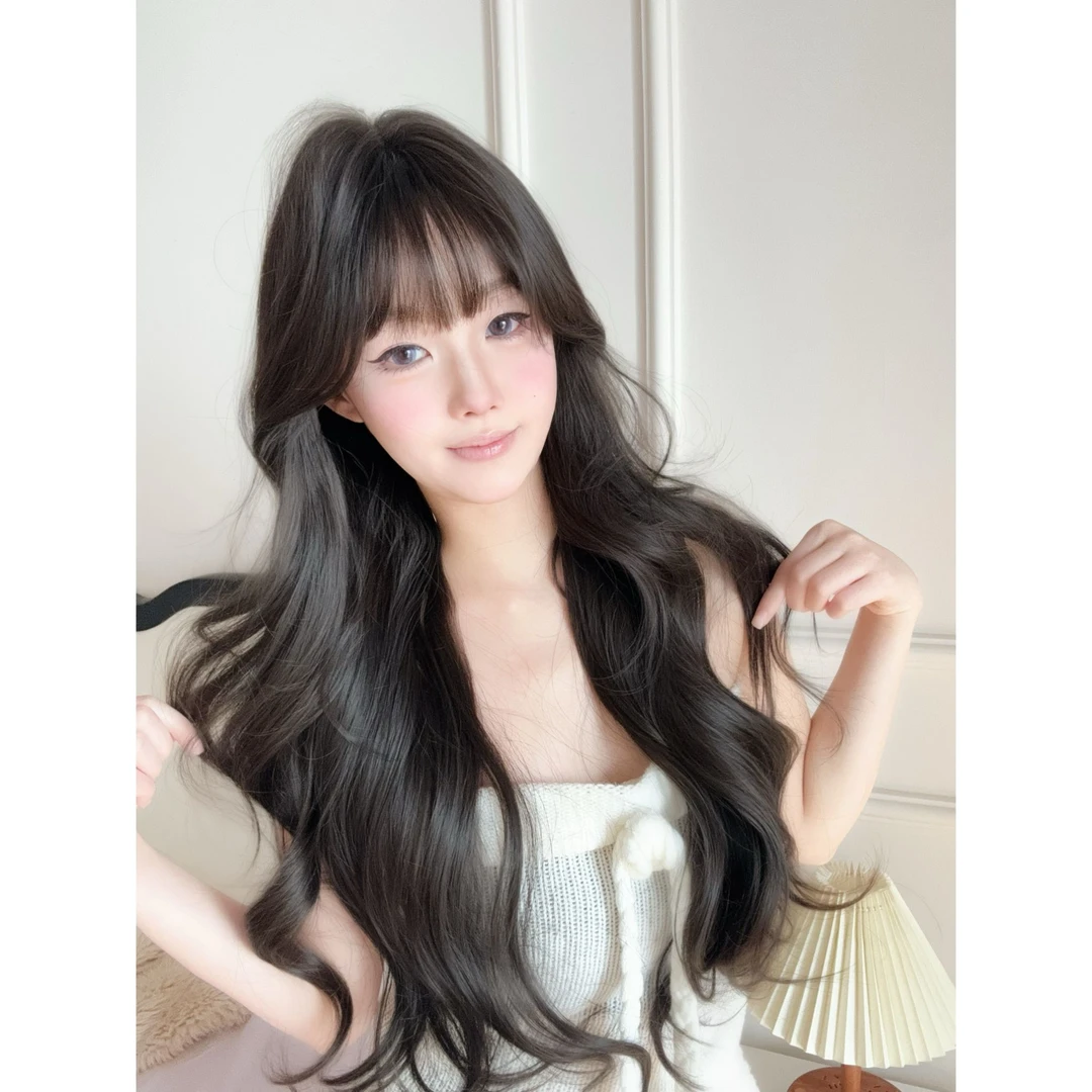 【全新高品质假发】心动少女黑茶大波浪女网红气质全头套