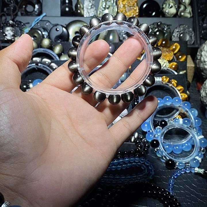 黑曜岩未镶嵌手链火**火