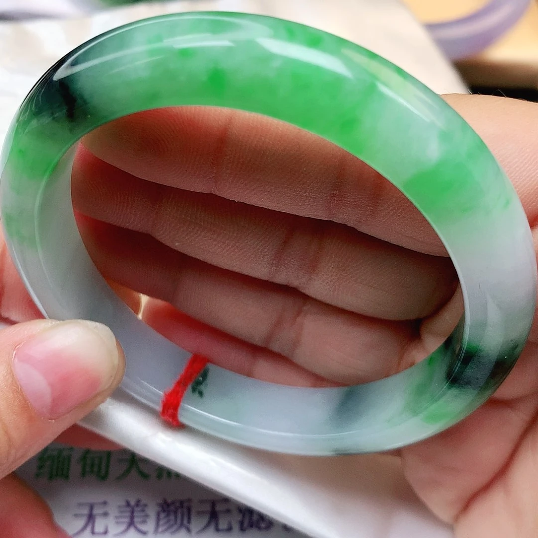 未镶嵌手镯翡翠纯天然A货翡翠乌鸡种阳绿134号
