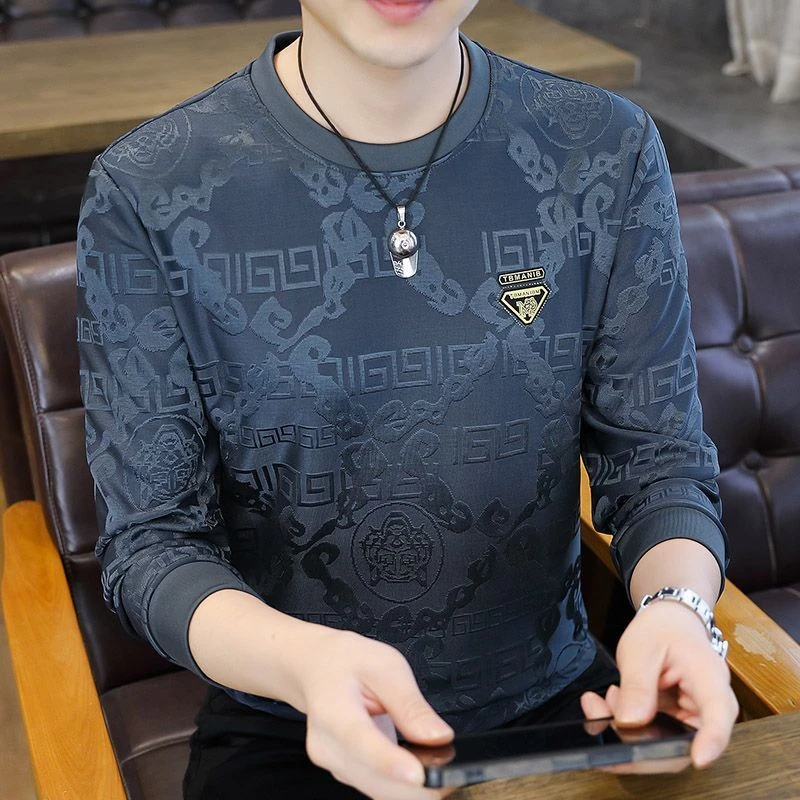 春秋季卫衣男士潮牌百搭内搭打底衫宽松大码长袖t恤男装上衣服潮T