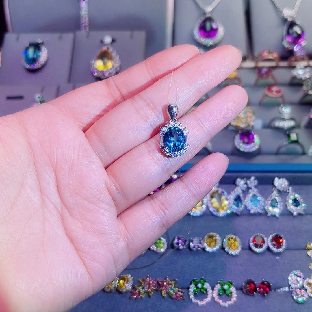 吊坠(赠链)银S925镶嵌托帕石