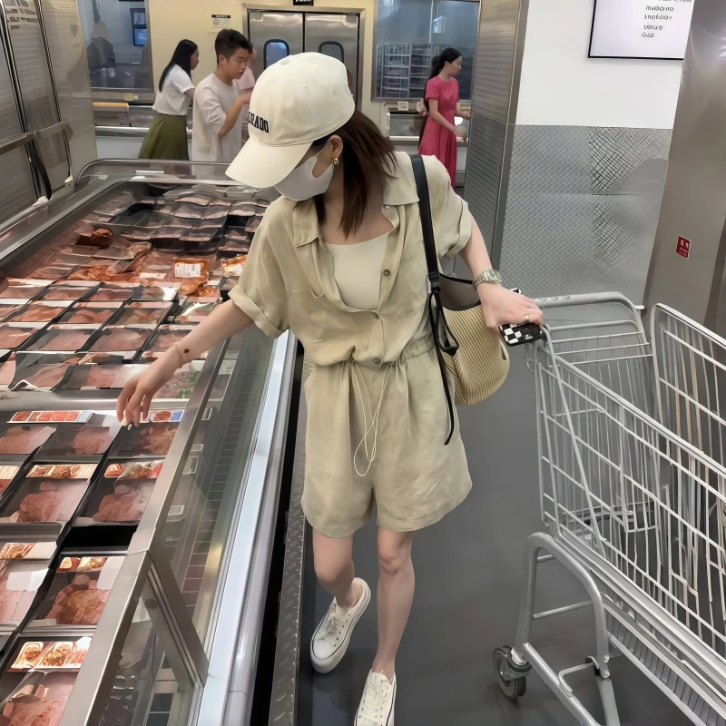 连衣裤女夏2025新款时尚流行网红连体裤套装好看显瘦气质连身短裤