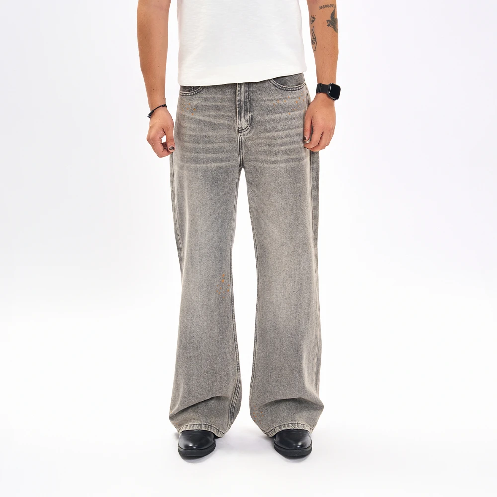 AIRCIOOCcleanfit微喇直筒裤复古美式水洗夏季长裤做旧通勤牛仔裤