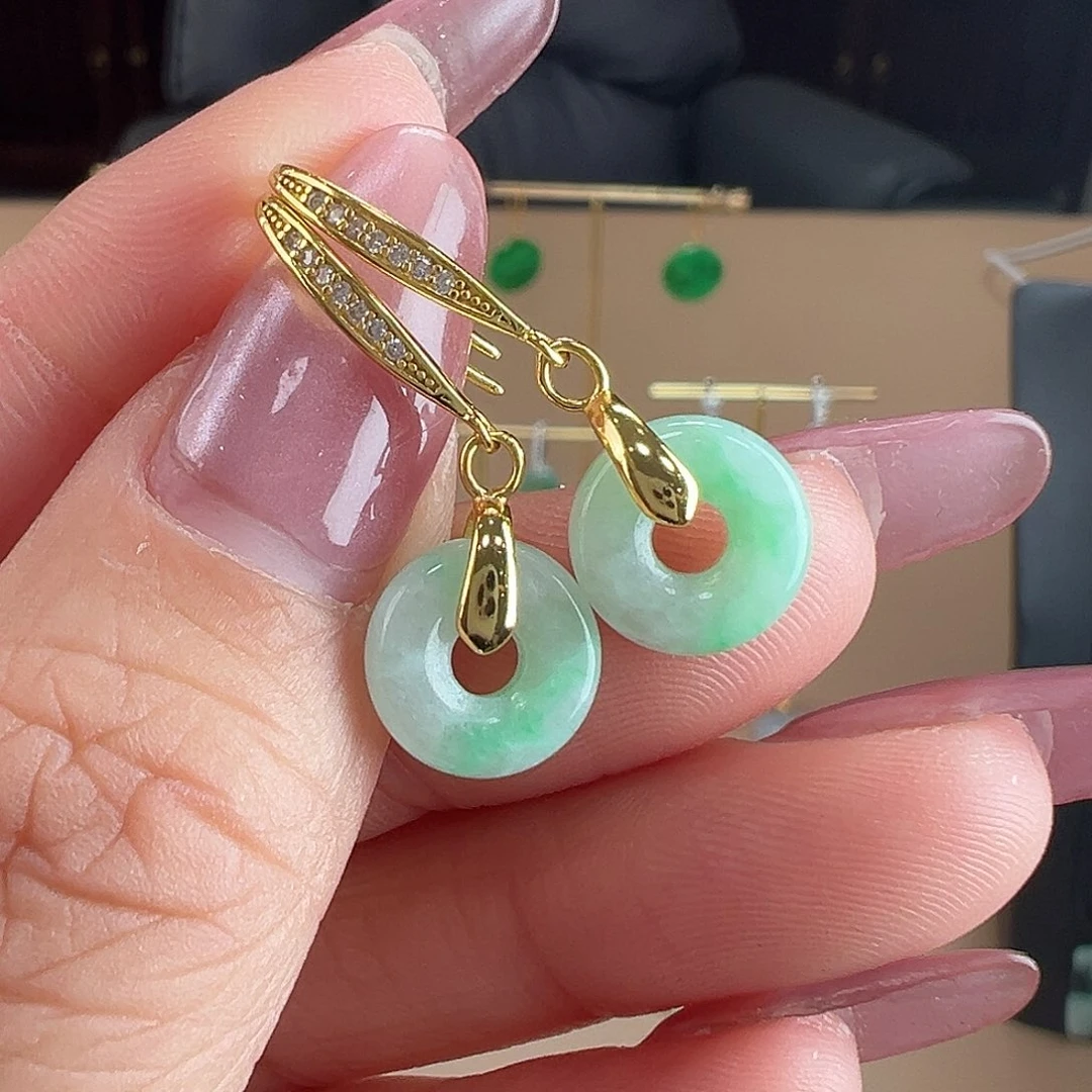 翡翠银S925镶嵌耳饰耳饰52