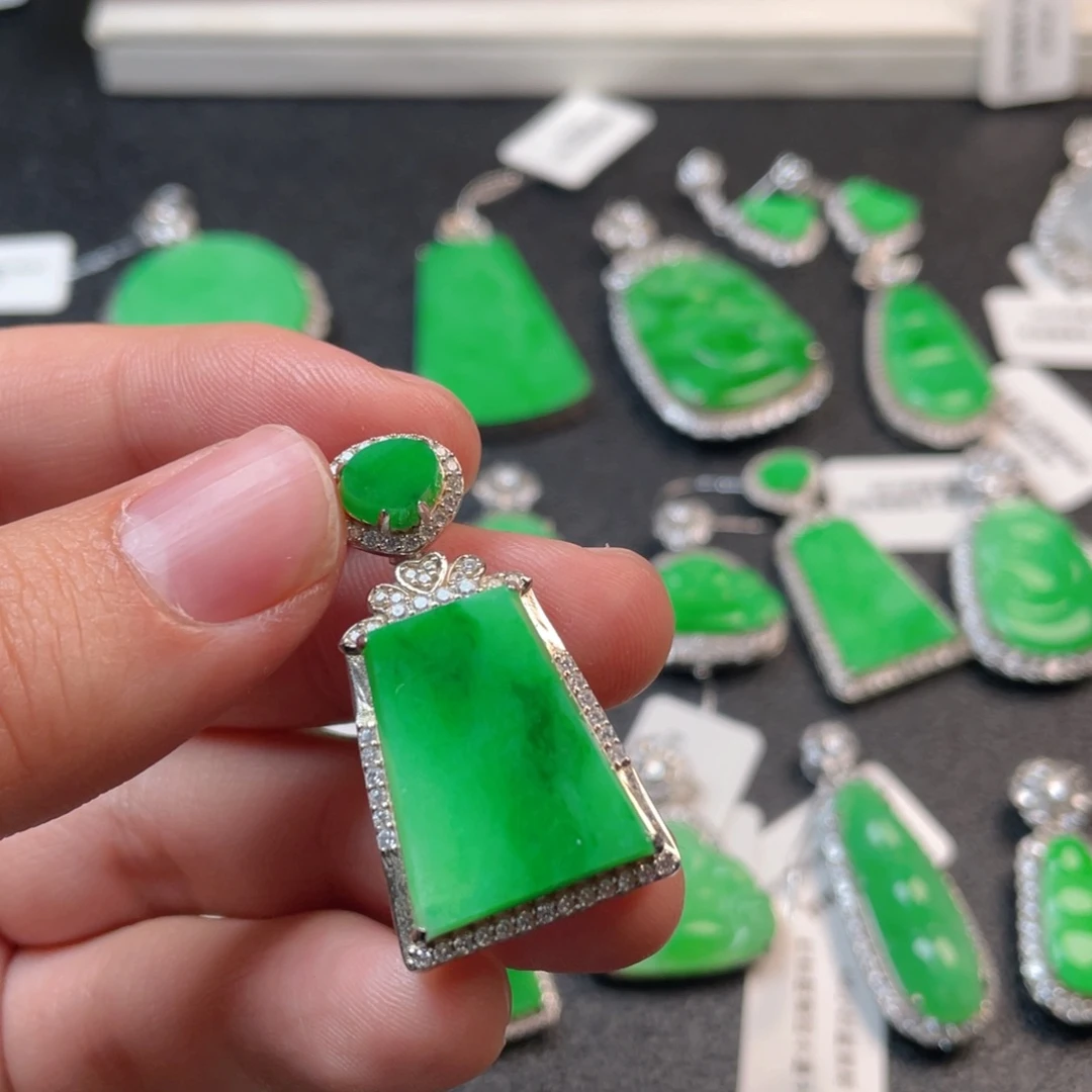 翡翠吊坠(不含链)银S925镶嵌