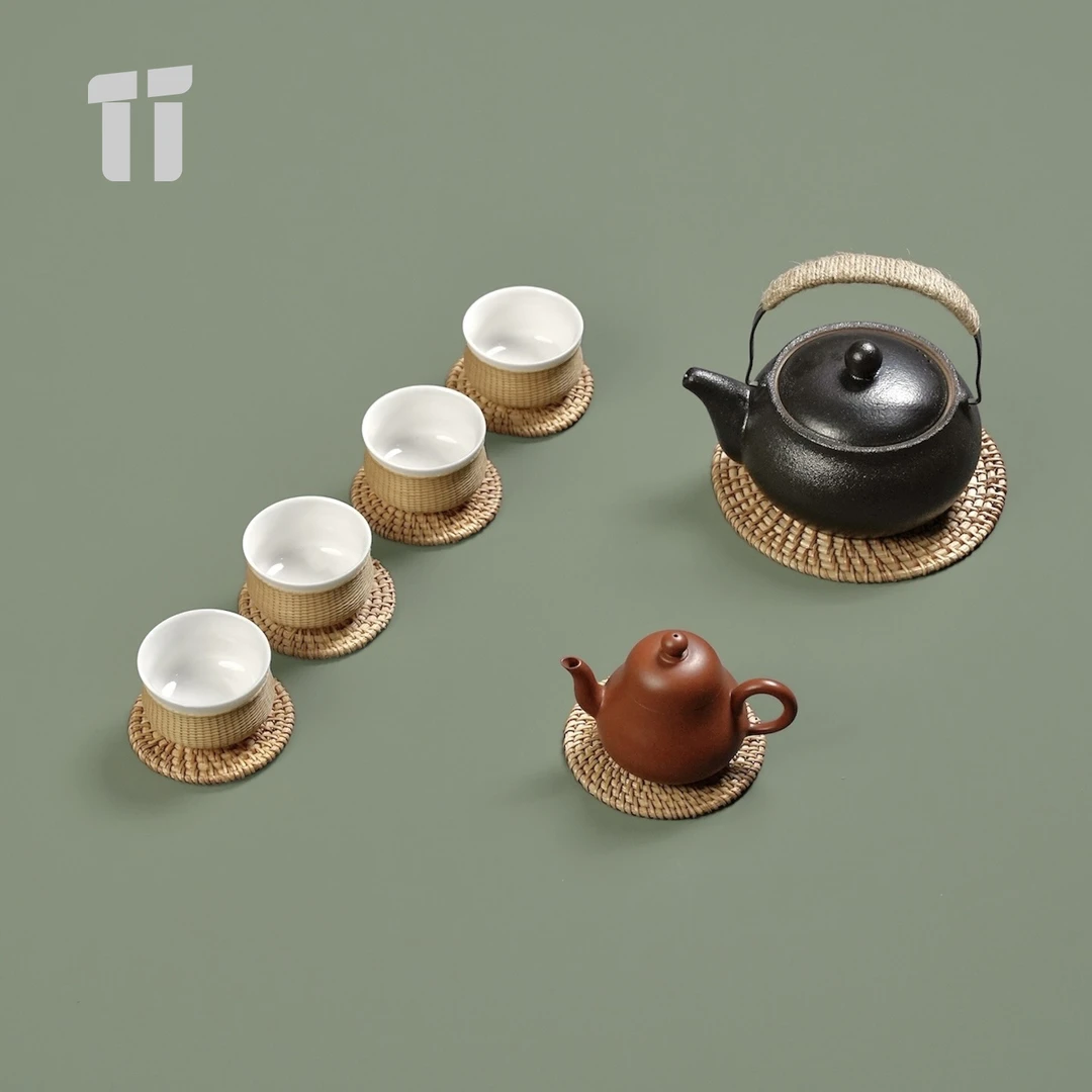 藤编天然茶盘垫茶杯垫隔热垫厨房餐垫防烫垫平底茶室茶具垫子垫片