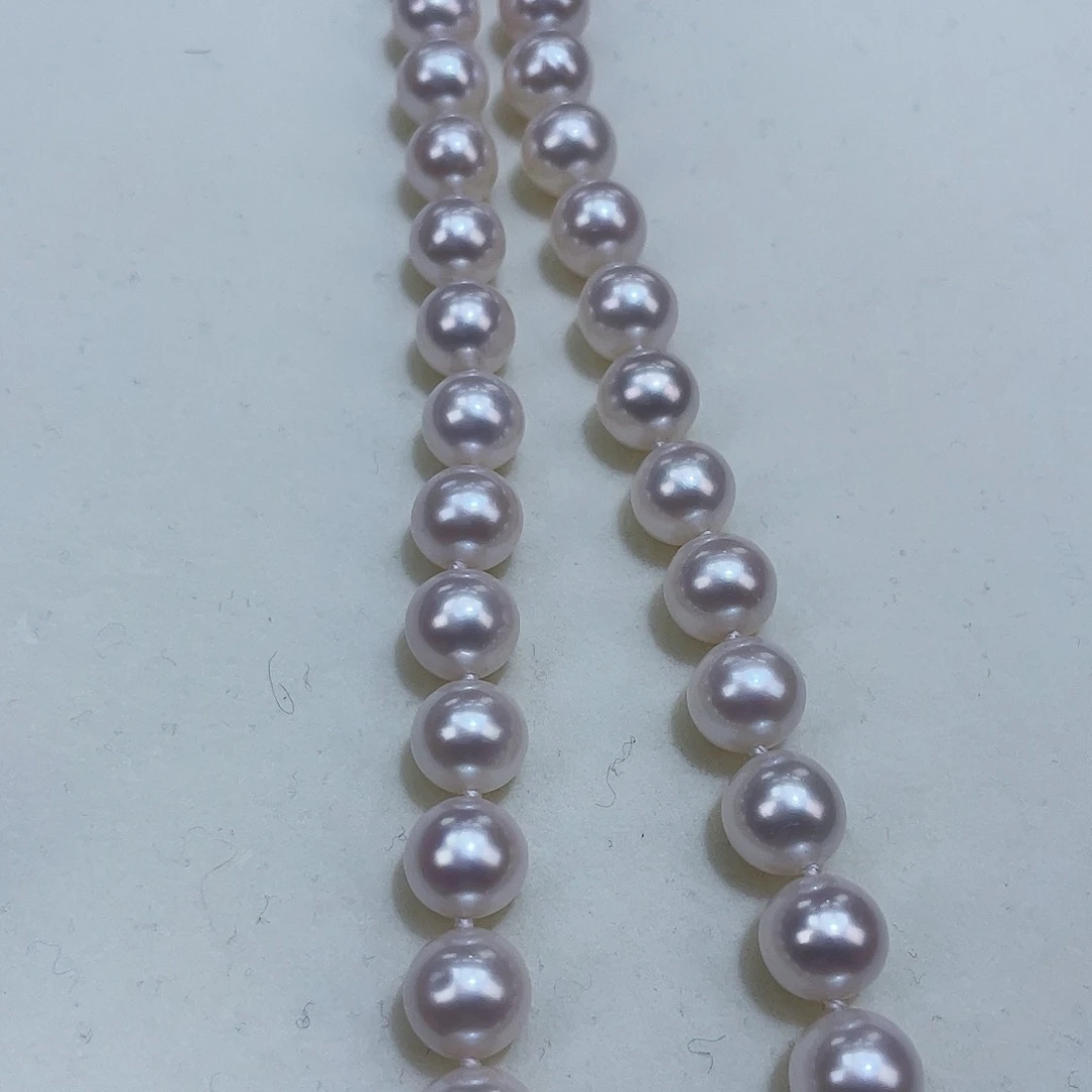 淡水珍珠颈饰银S925镶嵌9.5爆亮巨干净！