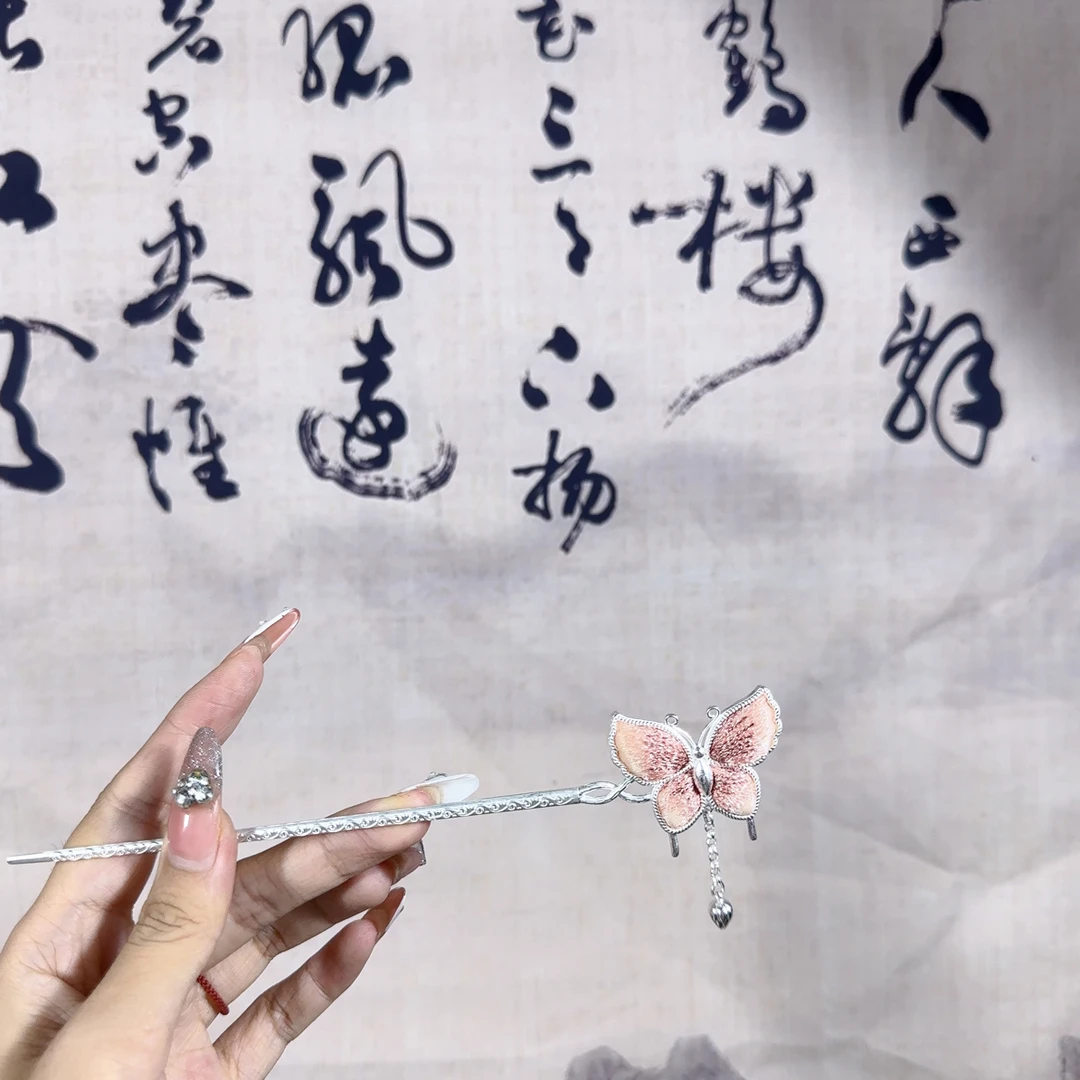 原创非遗手工刺绣精美发簪民族风
