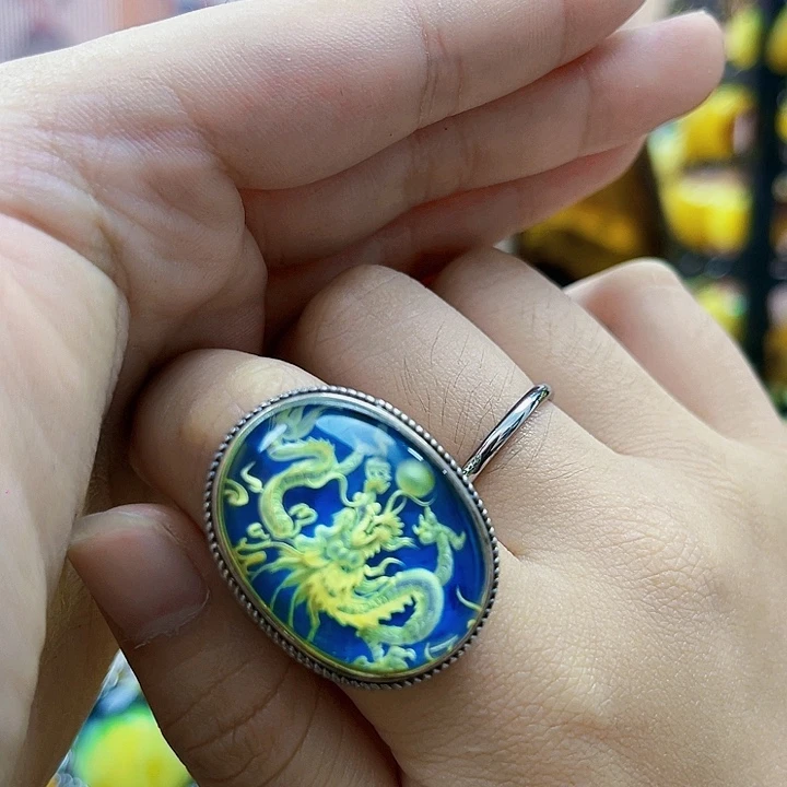 蜜蜡银S925镶嵌裸石戒指