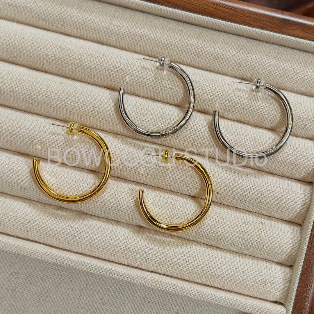 铜合金耳饰 【摩登】小众气质法式时尚百搭ins经典素款耳环