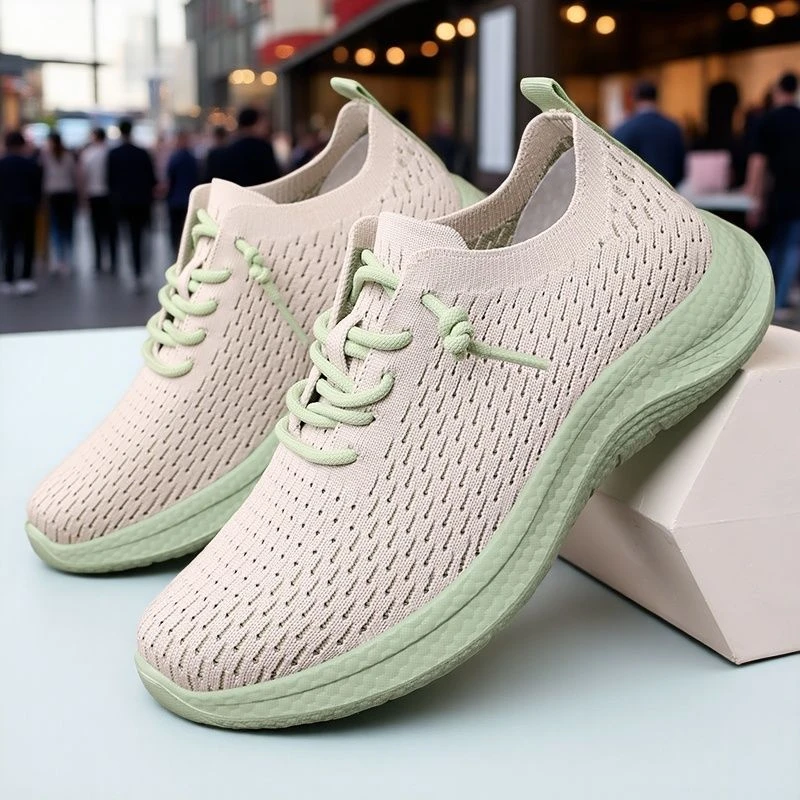 健步鞋飞织老北京布鞋轻便新款软底防滑妈妈鞋一脚蹬透气网面舒适