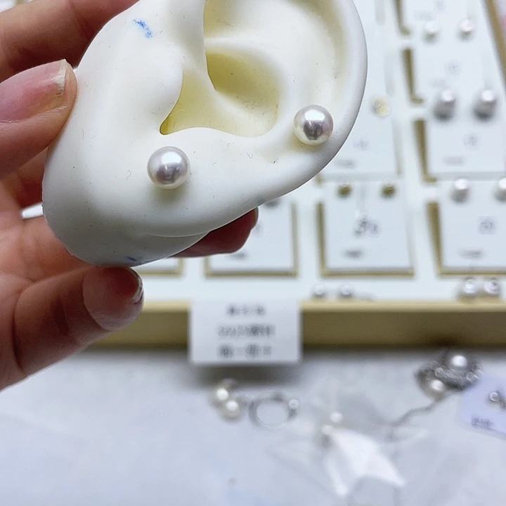 淡水珍珠耳饰银S925镶嵌?**?