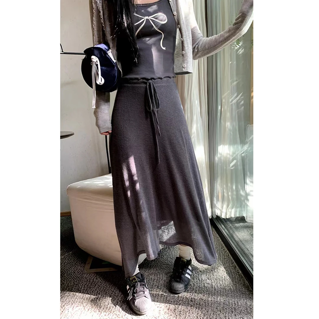 夏季中长款高腰女装半身裙女半身裙百搭气质设计感韩版kk-08279