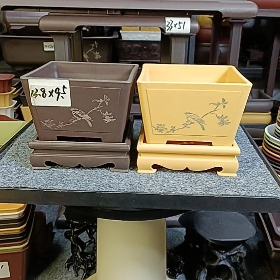 2只13.8cm花鸟小号奎面盆（配底座）