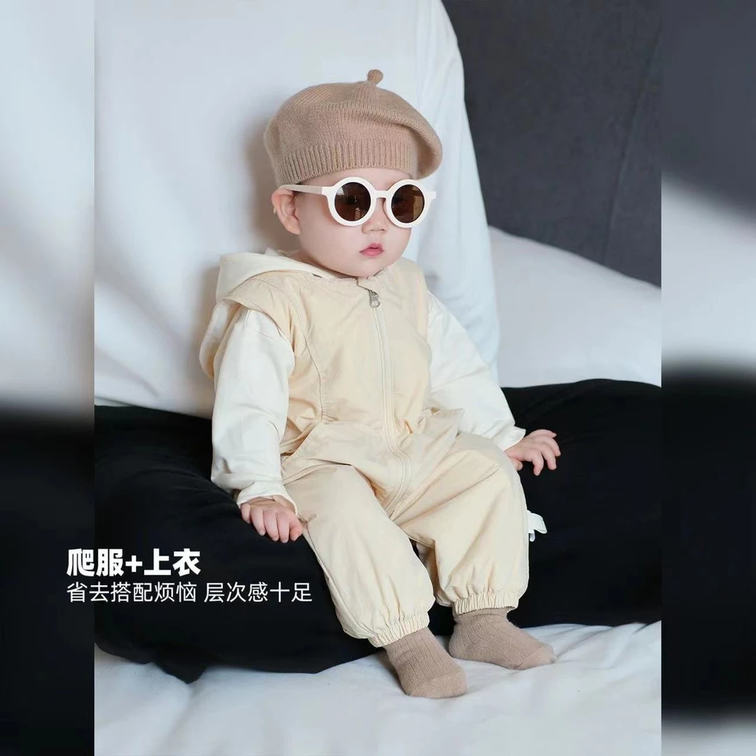 【揪揪帽】新生儿揪揪帽双层连体裤套装宝宝外出服可爱童装