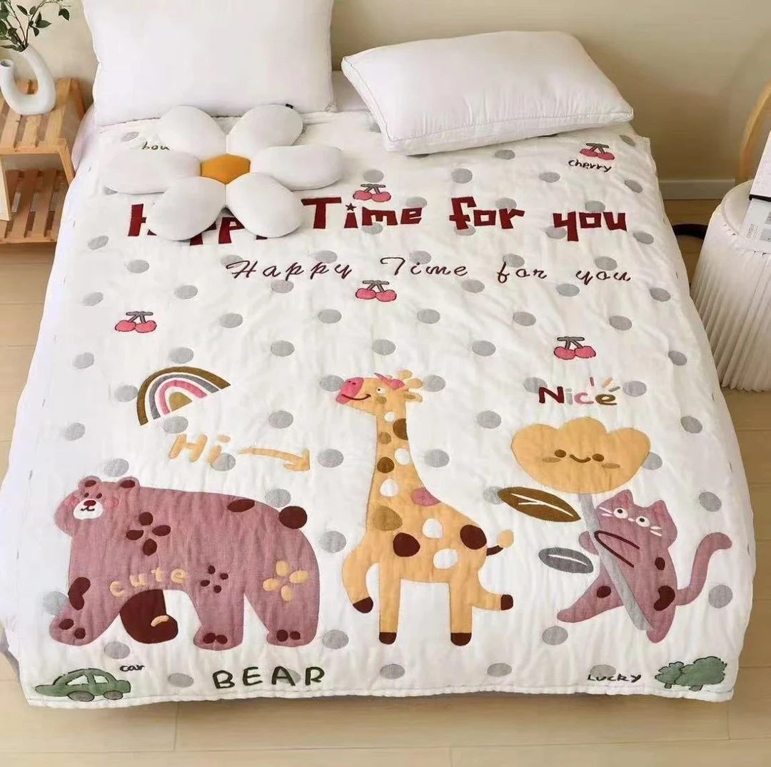 【萌宠派对】150*200纯棉多层加厚泡芙被