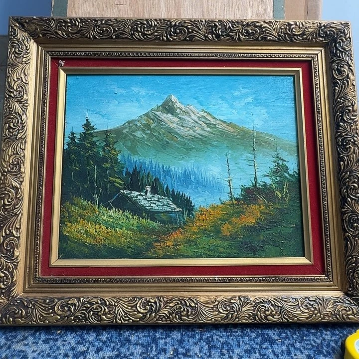 中古框画有瑕疵破损已拍