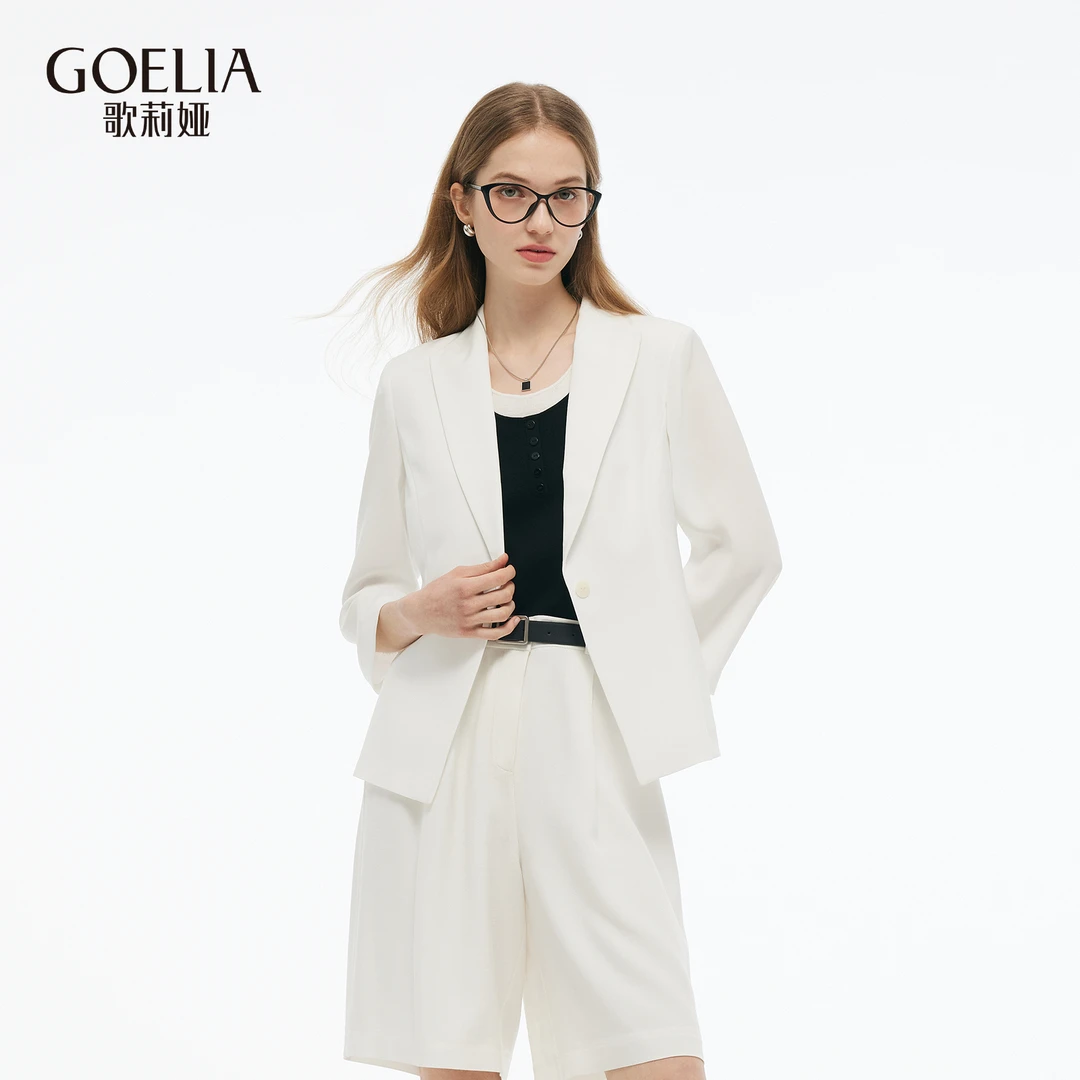 歌莉娅 夏季新品  三醋酸收腰小西装  1E4L6M230