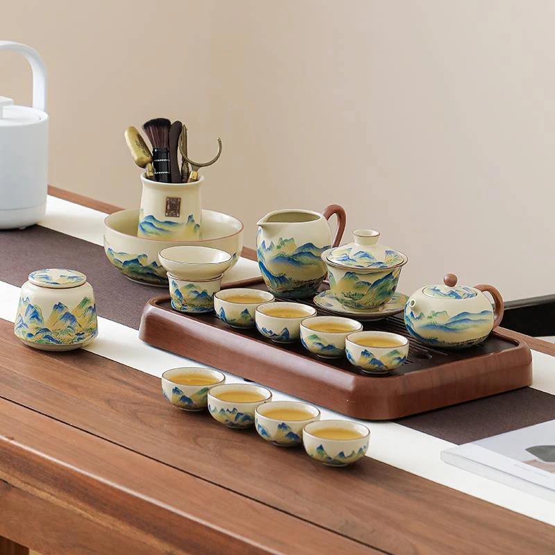 汝窑茶具套装家用陶瓷轻奢个人专用办公室中式功夫泡茶壶茶杯