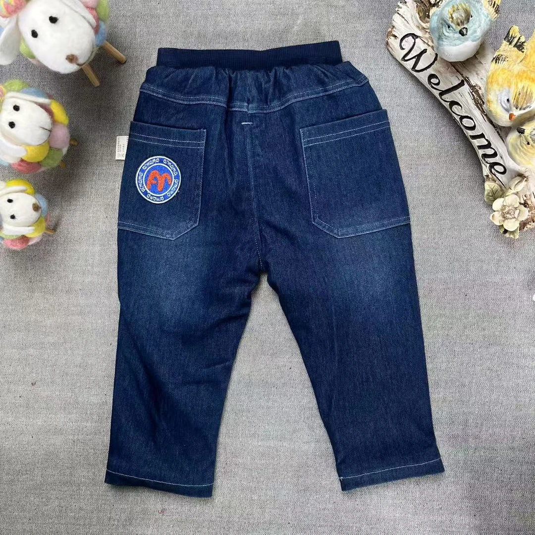 爱麻麻9131859男童秋冬宽版牛仔裤宽版时尚百搭舒适休闲二层保暖