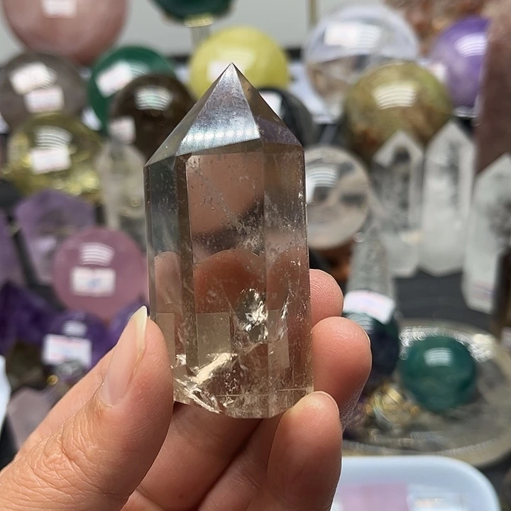 水晶未镶嵌珠宝半成品84克茶水晶柱