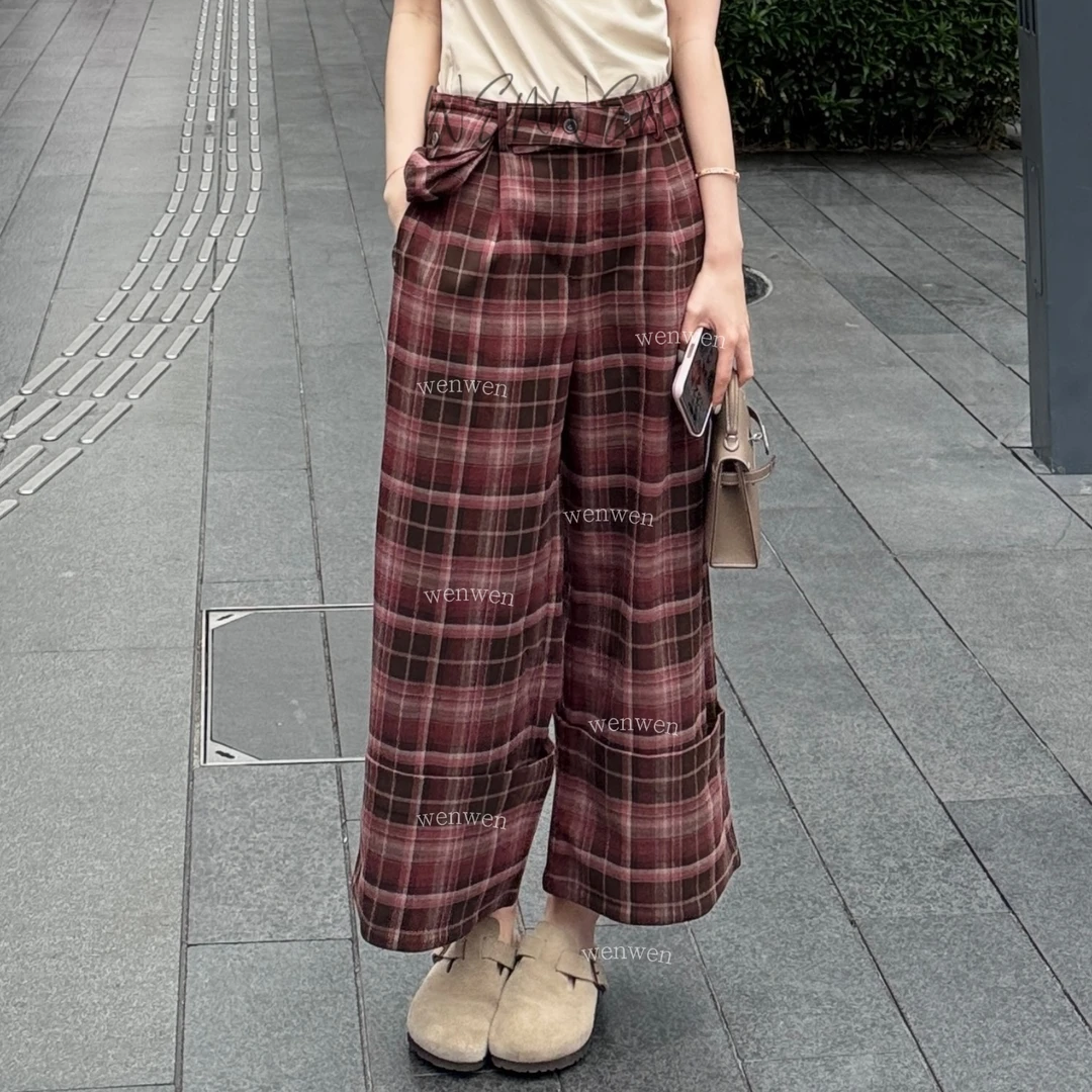 WENWEN深圳原创【“摩登风范”25早春时尚格纹腰带口袋休闲裤】KZ0375