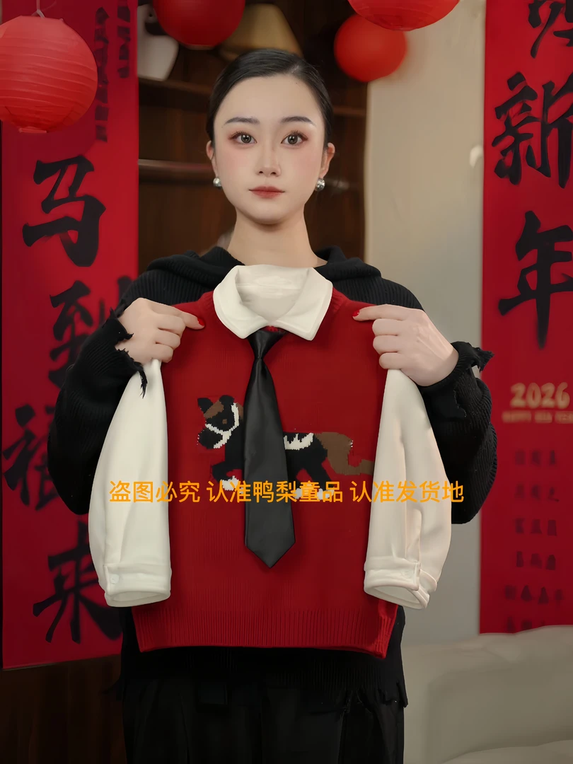 【鸭梨童品】2025冬季新年款两件套马甲衬衣套装yL6127+YL1133