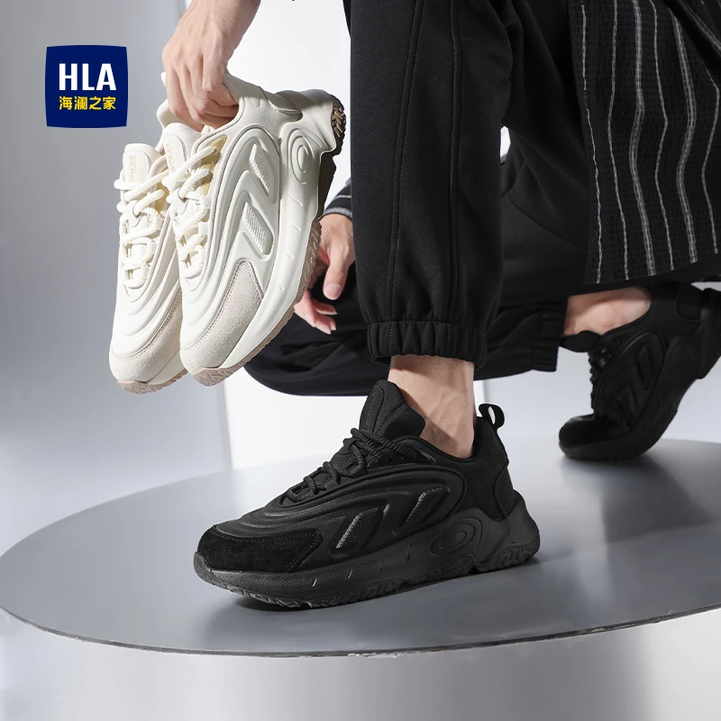 HLA/海澜之家2025秋季新款时尚运动休闲鞋潮流百搭厚底增高老爹鞋