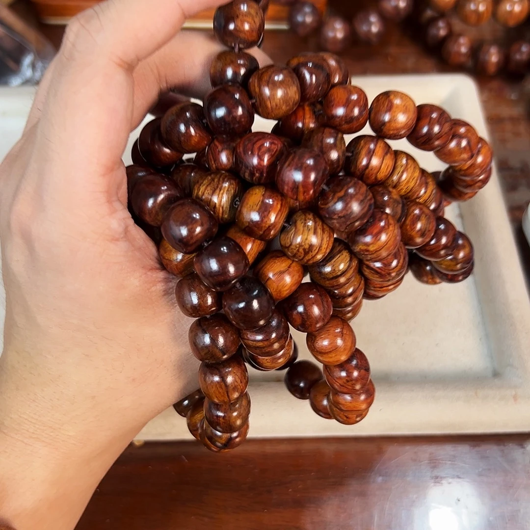 黄花梨/降香黄檀手串/手链14mm桶珠霸王龙