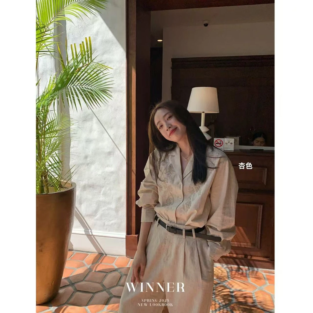 韩系温柔复古松弛感提花衬衫6680 衣长60