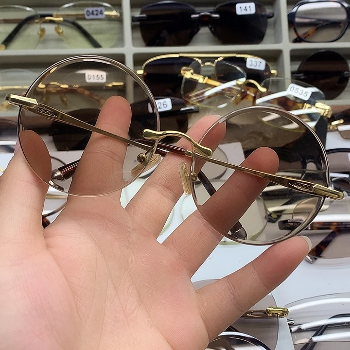 无框款复古圆水晶石头镜