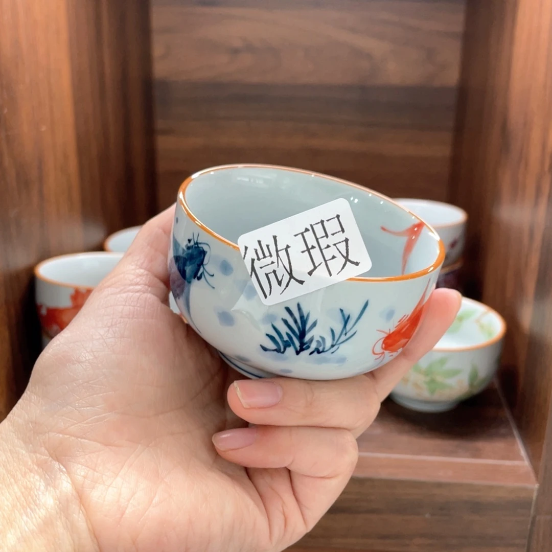 釉下手绘茶具微瑕