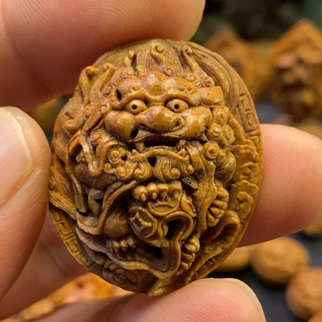 唐狮潍坊核雕桃核雕刻