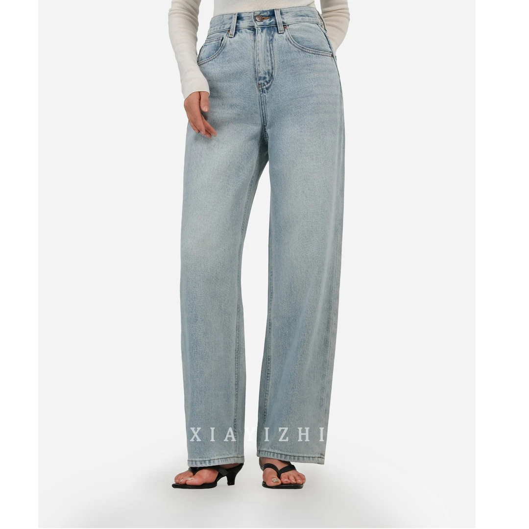 夏一制【MORTON】秋季梨形显瘦直筒阔腿牛仔裤女士中高腰休闲长裤