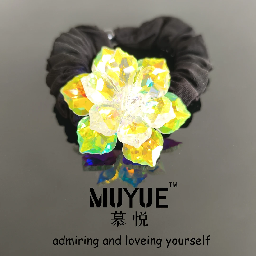 【慕悦】原创设计师款冰丝水晶花花头绳7021-1