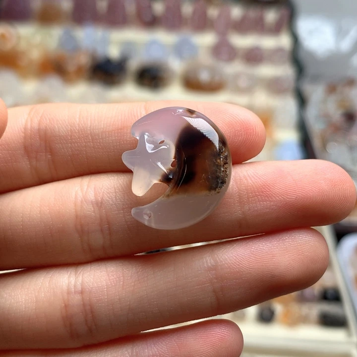 玛瑙/玉髓未镶嵌玛瑙草花星月