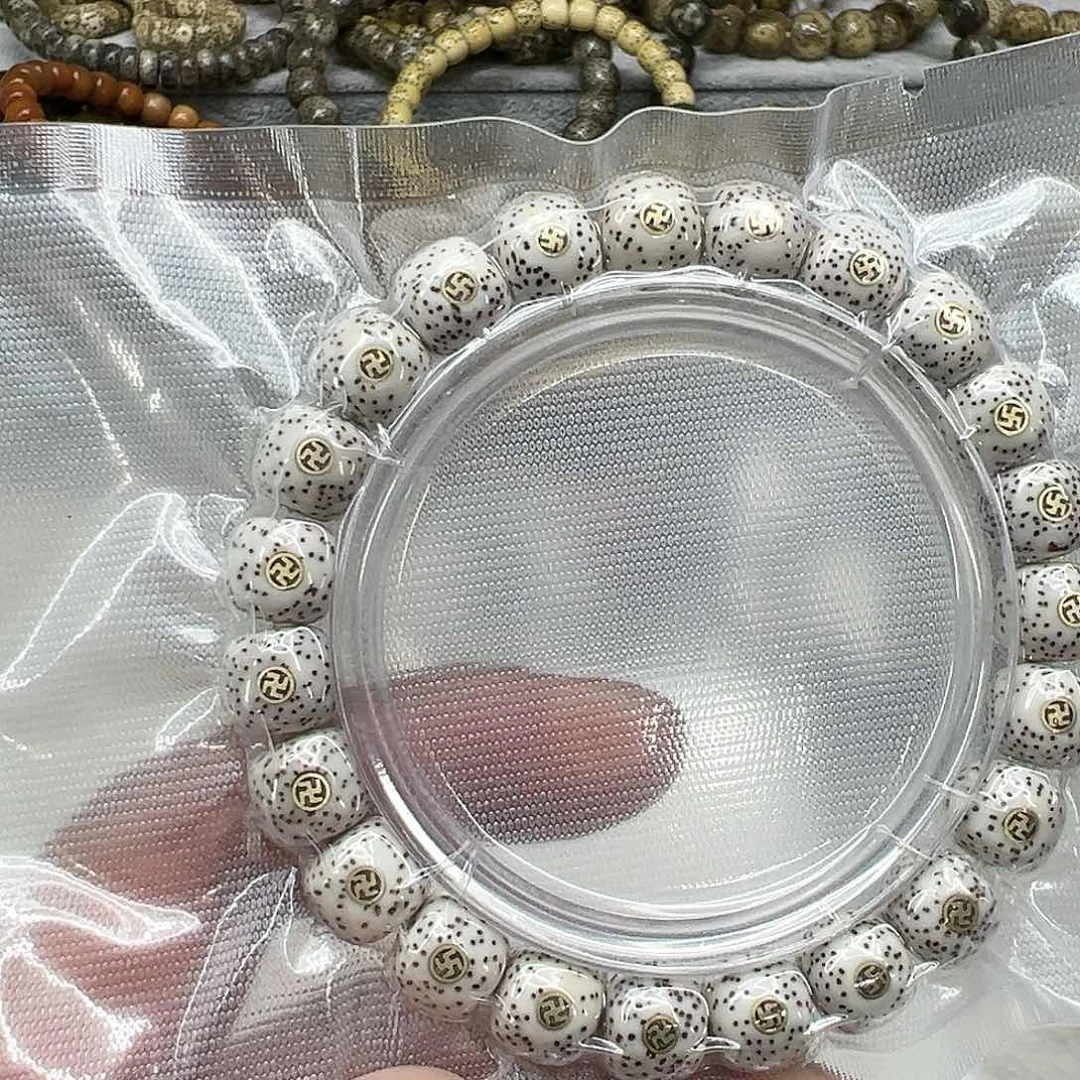 星月菩提手串84王者原脂白星月菩提单圈万字1.0