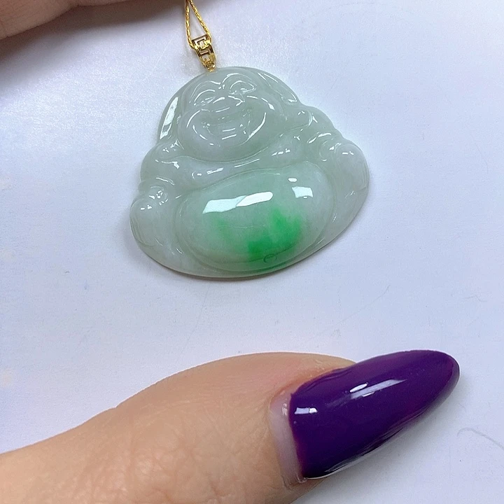 翡翠18K金镶嵌颈饰挂件