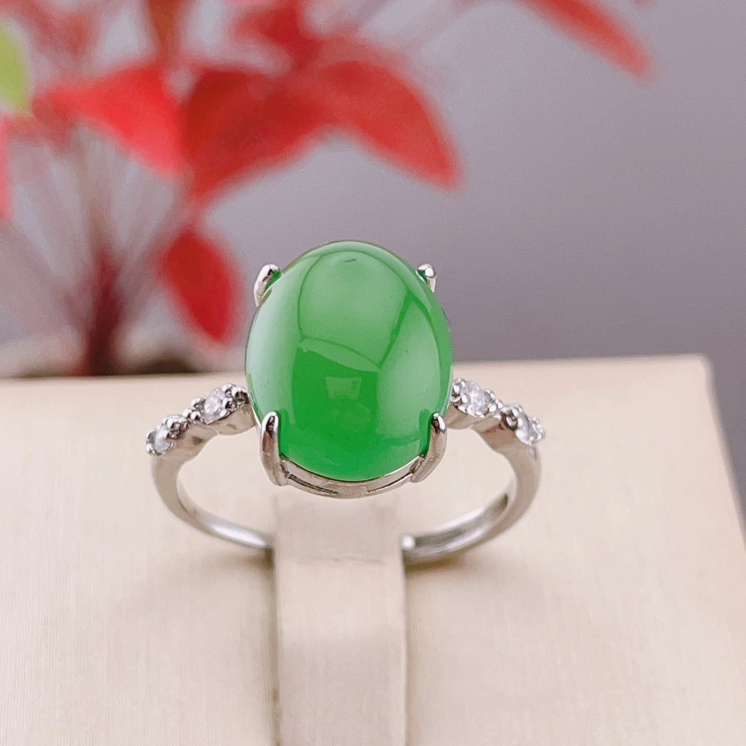 正品玛瑙玉髓戒指冰绿玉石精致活口女款戒子简约轻奢精致百搭F656
