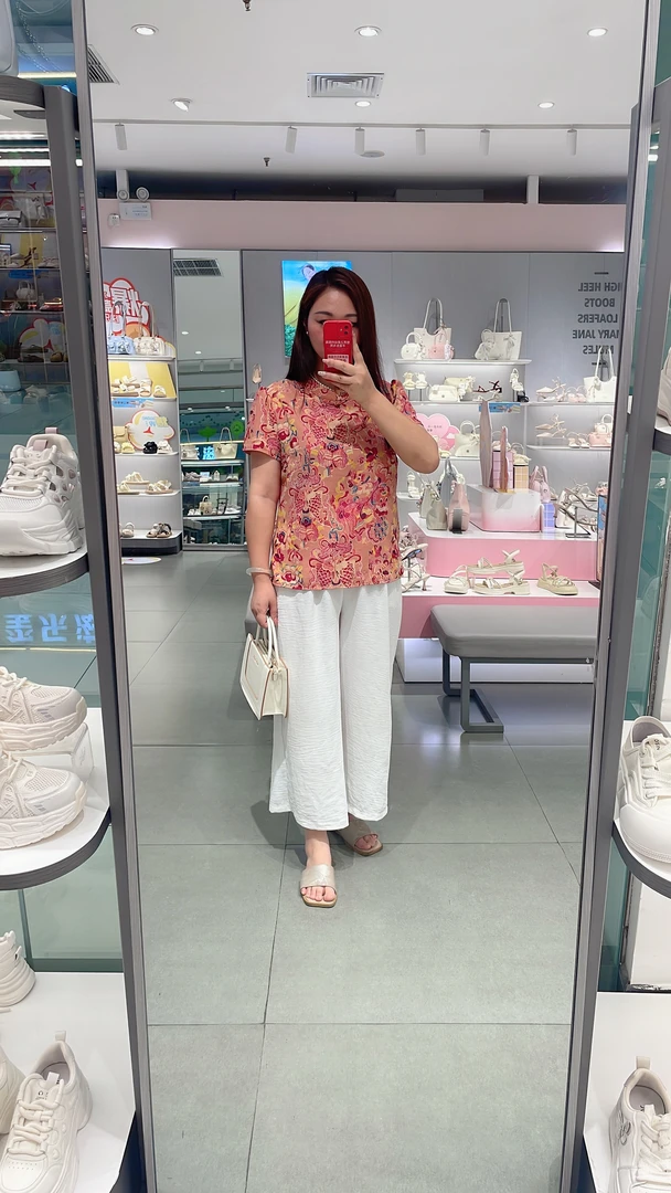 新中式立领开叉短袖小衫搭配插兜短裤夏季时髦套装中国风妈妈装