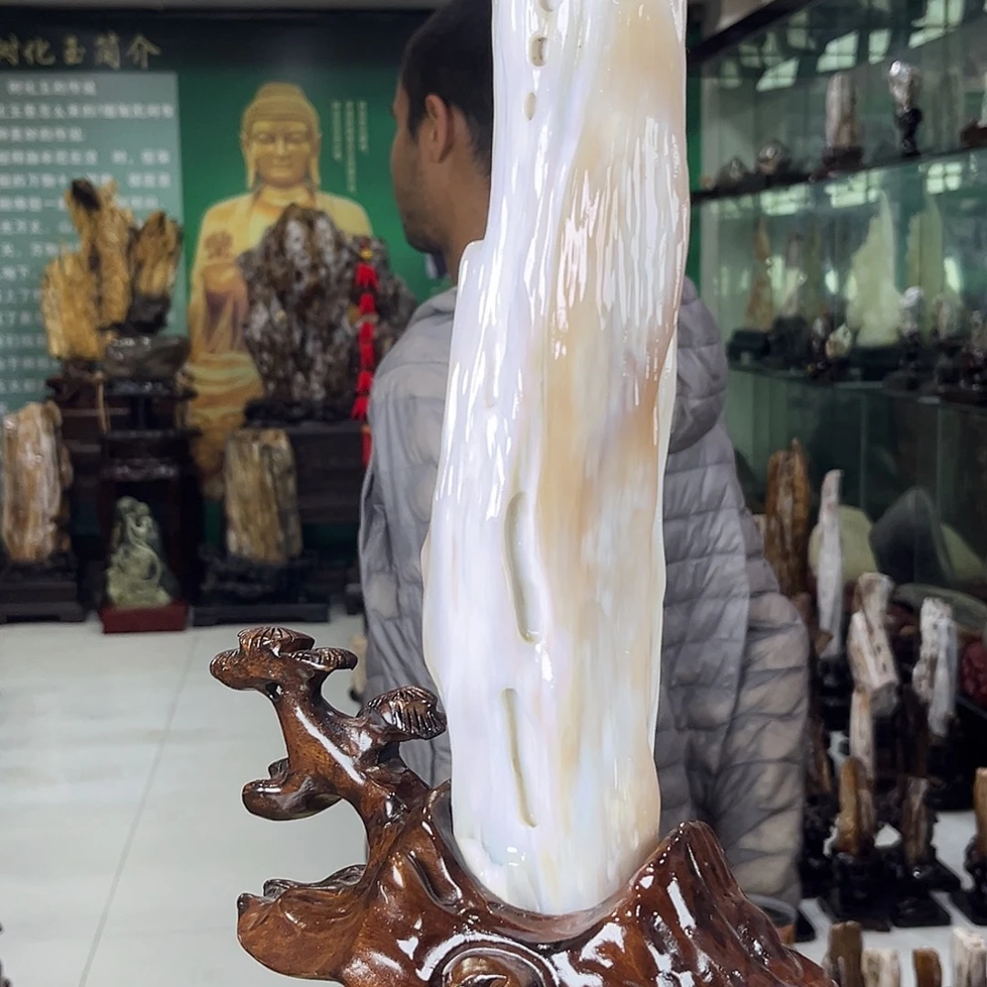 缅甸天然树化玉摆件