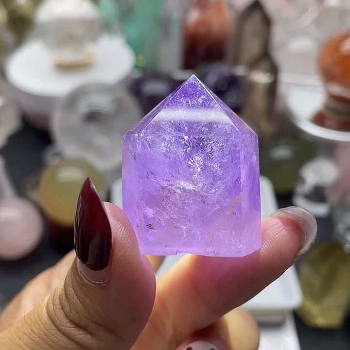 未镶嵌珠宝半成品水晶32紫水晶柱高3.3宽2.6