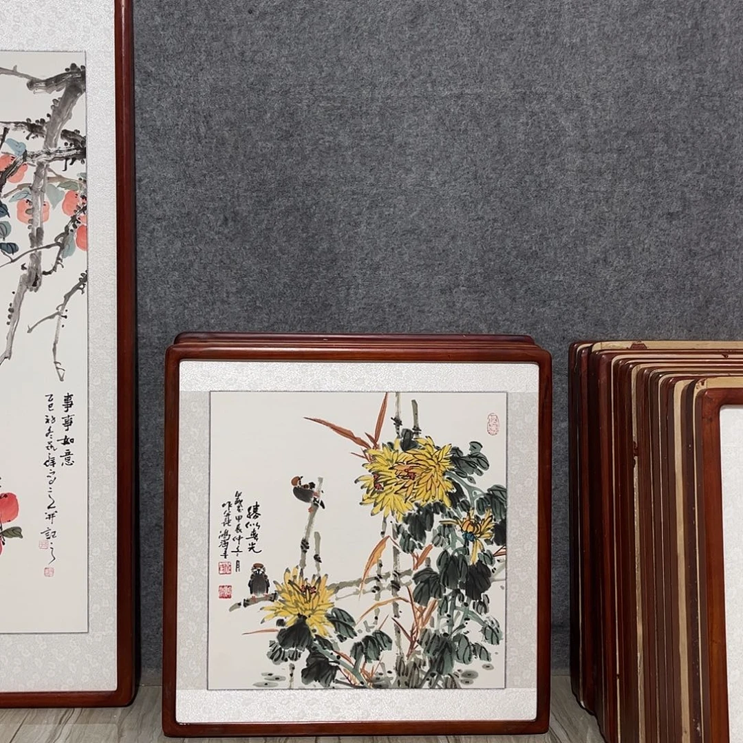 国画书画作品带框63×63